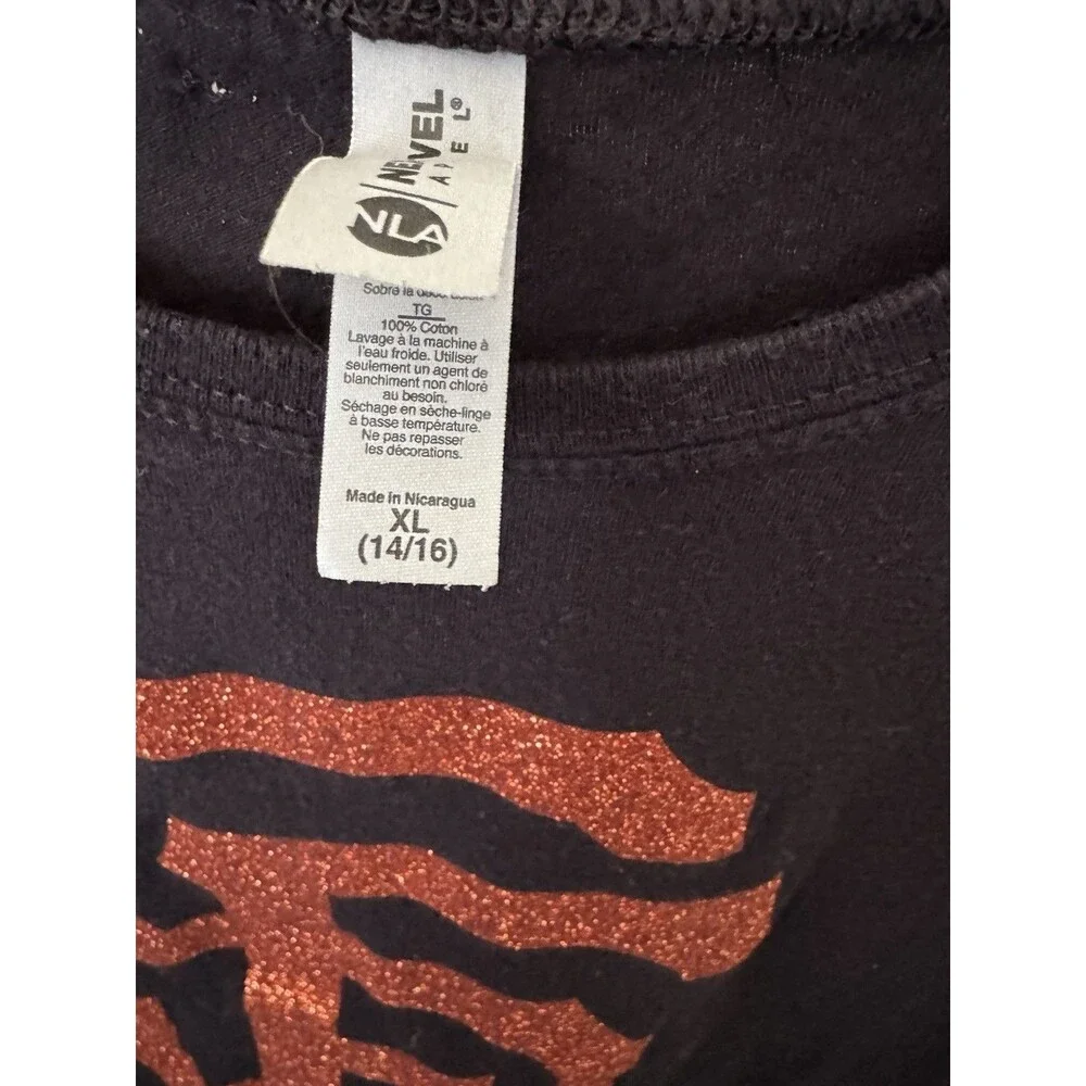 San Francisco Giants Girls XL 14 16 Glitter Logo Black T Shirt MLB